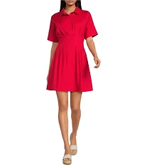 Sugarlips Alix Collared Neck Short Sleeve Poplin Mini Dress
