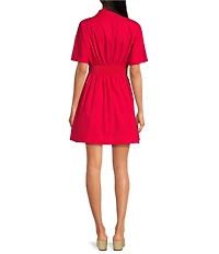 Sugarlips Alix Collared Neck Short Sleeve Poplin Mini Dress
