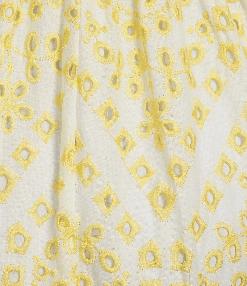 Sugarlips At Sea Floral Eyelet Zayla V-Neck Cap Sleeve Midi Dress