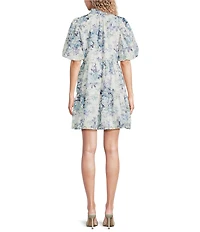 Sugarlips At Sea Jacey Embroidered Eyelet Split V-Neck Short Sleeve Tiered Mini Dress