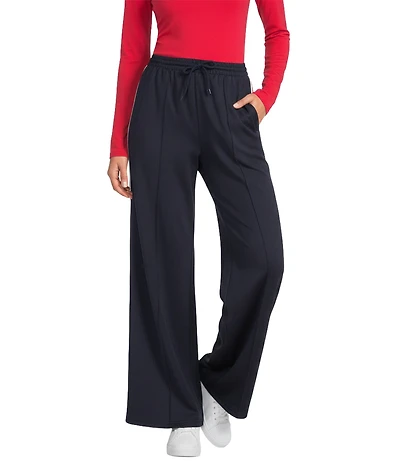 Sugarlips Athletic Shimmer Stripe Wide Leg Track Pants