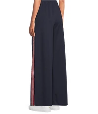 Sugarlips Athletic Shimmer Stripe Wide Leg Track Pants