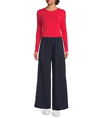 Sugarlips Athletic Shimmer Stripe Wide Leg Track Pants