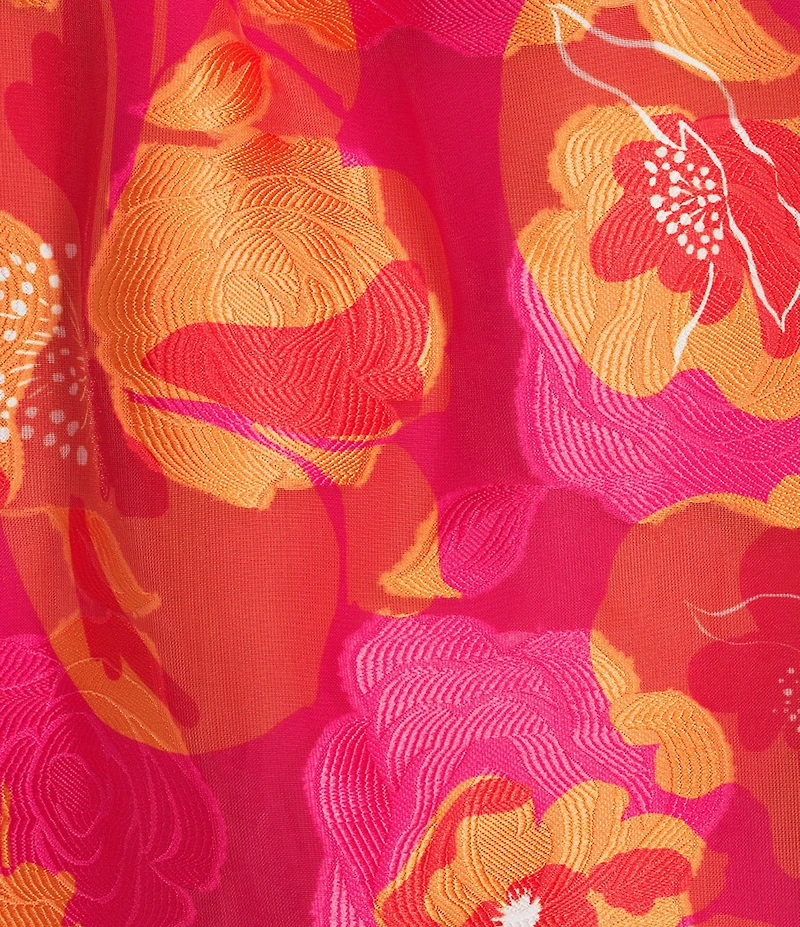 Sugarlips Berny Floral Print Mock Neck Short Sleeve Organza Mini Dress