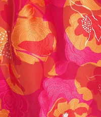 Sugarlips Berny Floral Print Mock Neck Short Sleeve Organza Mini Dress