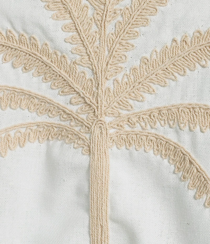 Sugarlips Biela Embroidered Palm Print Square Neck Sleeveless Tassel Trim Coordinating Crop Top