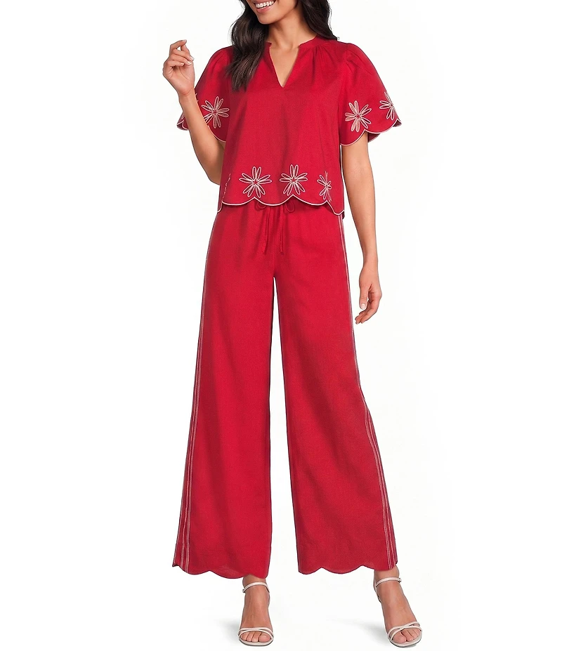 Sugarlips Britt Side Stripe Draw String Wide Leg Pants