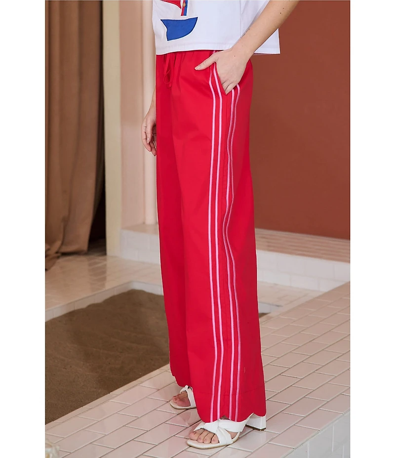 Sugarlips Britt Side Stripe Draw String Wide Leg Pants