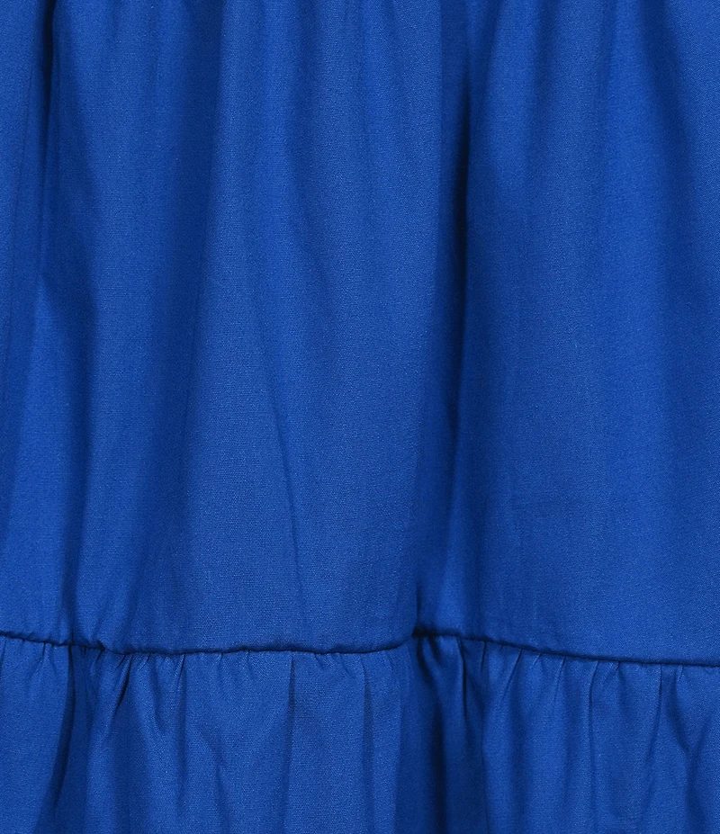Sugarlips Britt V-Neck Short Sleeve Tiered Poplin Midi Dress