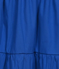 Sugarlips Britt V-Neck Short Sleeve Tiered Poplin Midi Dress