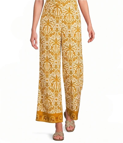 Sugarlips Calina Tropical Printed High Rise Wide Leg Coordinating Linen Pants