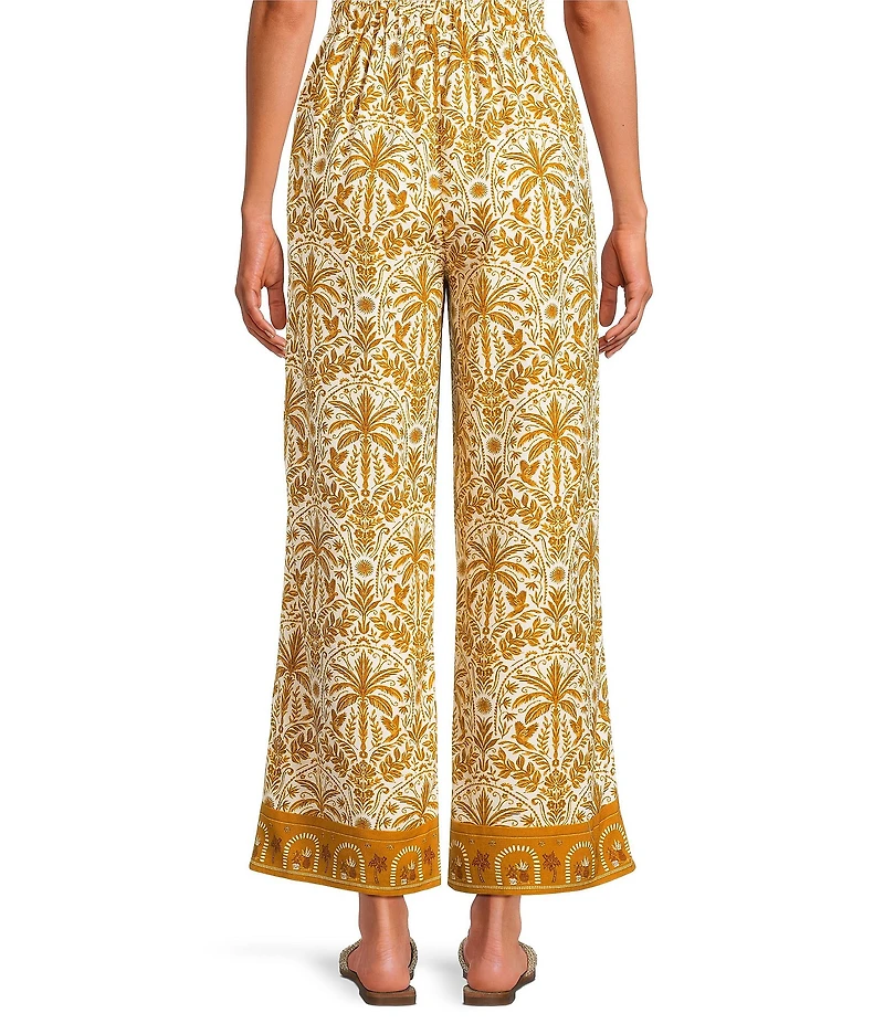 Sugarlips Calina Tropical Printed High Rise Wide Leg Coordinating Linen Pants