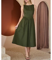 Sugarlips Carine Boat Neck Sleeveless A-Line Midi Dress