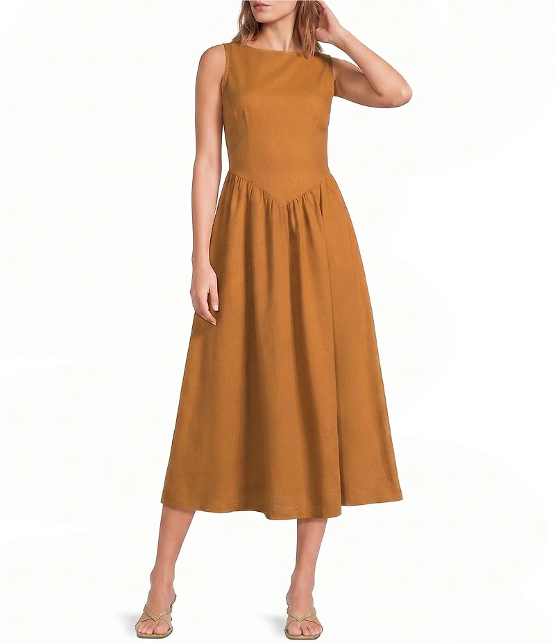 Sugarlips Carine Boat Neck Sleeveless A-Line Midi Dress