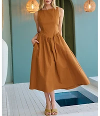 Sugarlips Carine Boat Neck Sleeveless A-Line Midi Dress