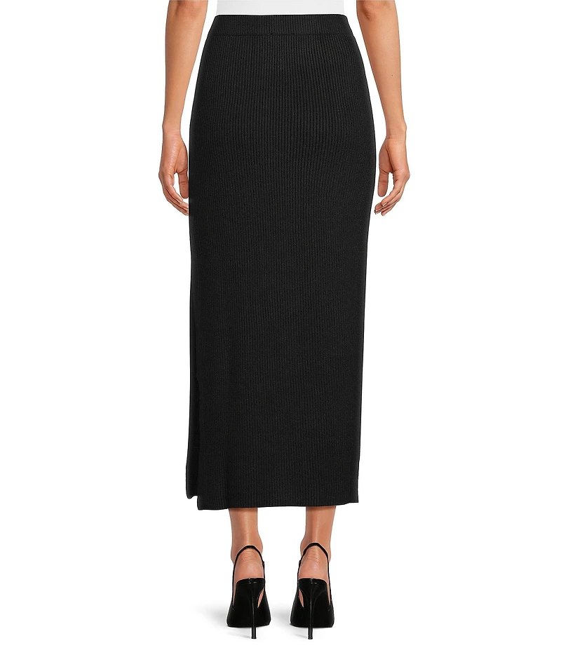 Sugarlips Carthay Coordinating High Waisted Ribbed Knit Side Slit Sweater Midi Skirt