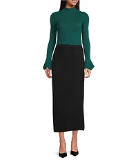 Sugarlips Carthay Coordinating High Waisted Ribbed Knit Side Slit Sweater Midi Skirt