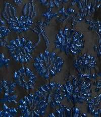 Sugarlips Centralia Shimmer Jacquard Floral Elma Sleeveless Mock Neck Mini Dress