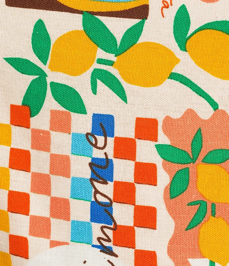 Sugarlips Coordinating Postcard Print Linen Blend Square Neck Sleeveless Top