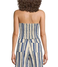 Sugarlips Coordinating Stripe Printed Halter V Neck Sleeveless Button Front Vest Top