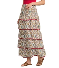 Sugarlips Country Floral Ruffle Tiered Maxi Skirt
