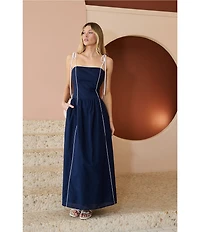 Sugarlips Cristy Contrast Seam Cami Square Neck Sleeveless A-Line Maxi Dress