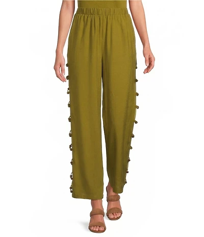 Sugarlips Devana High-Rise Wide Leg Side Cut Out Coordinating Linen Pants