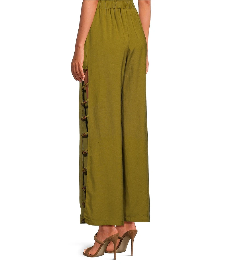 Sugarlips Devana High-Rise Wide Leg Side Cut Out Coordinating Linen Pants