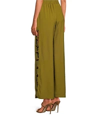 Sugarlips Devana High-Rise Wide Leg Side Cut Out Coordinating Linen Pants