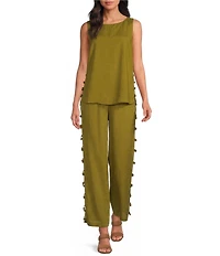 Sugarlips Devana High-Rise Wide Leg Side Cut Out Coordinating Linen Pants