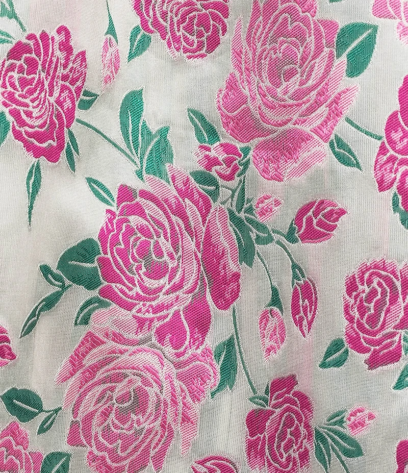 Sugarlips Dionne Floral Jacquard Miley Bow One Shoulder Sleeveless Midi Dress