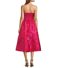 Sugarlips Duson Bustier Sweetheart Strapless Floral Jacquard Midi Dress