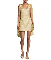 Sugarlips Duson Floral Jacquard Scoop Neck Sleeveless Bow Sash Mini Dress