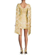 Sugarlips Duson Floral Jacquard Scoop Neck Sleeveless Bow Sash Mini Dress