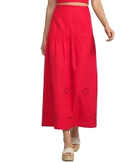 Sugarlips Embroidered Eyelet High-Rise Coordinating Maxi Skirt