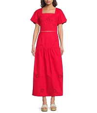 Sugarlips Embroidered Eyelet High-Rise Coordinating Maxi Skirt