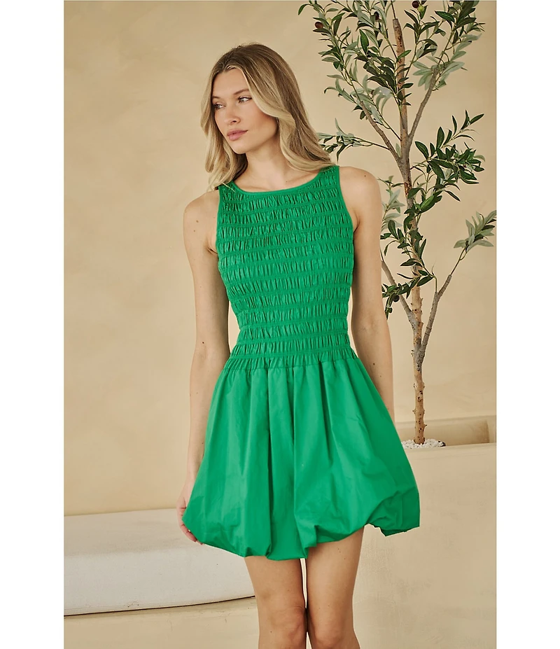 Sugarlips Everyday Smocked Crew Neck Sleeveless Low Waist Mini Dress