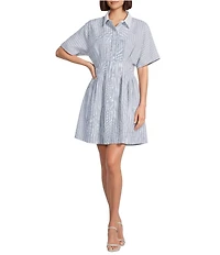 Sugarlips Fannie Striped Kristy Contrast Collared Short Sleeve Mini Dress
