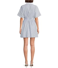 Sugarlips Fannie Striped Kristy Contrast Collared Short Sleeve Mini Dress