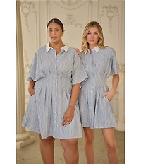 Sugarlips Fannie Striped Kristy Contrast Collared Short Sleeve Mini Dress