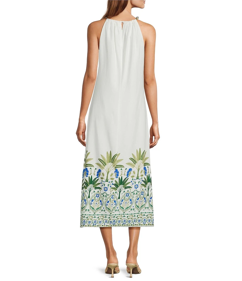 Sugarlips Floral Brisia Border Print Halter Neck Sleeveless Midi Dress