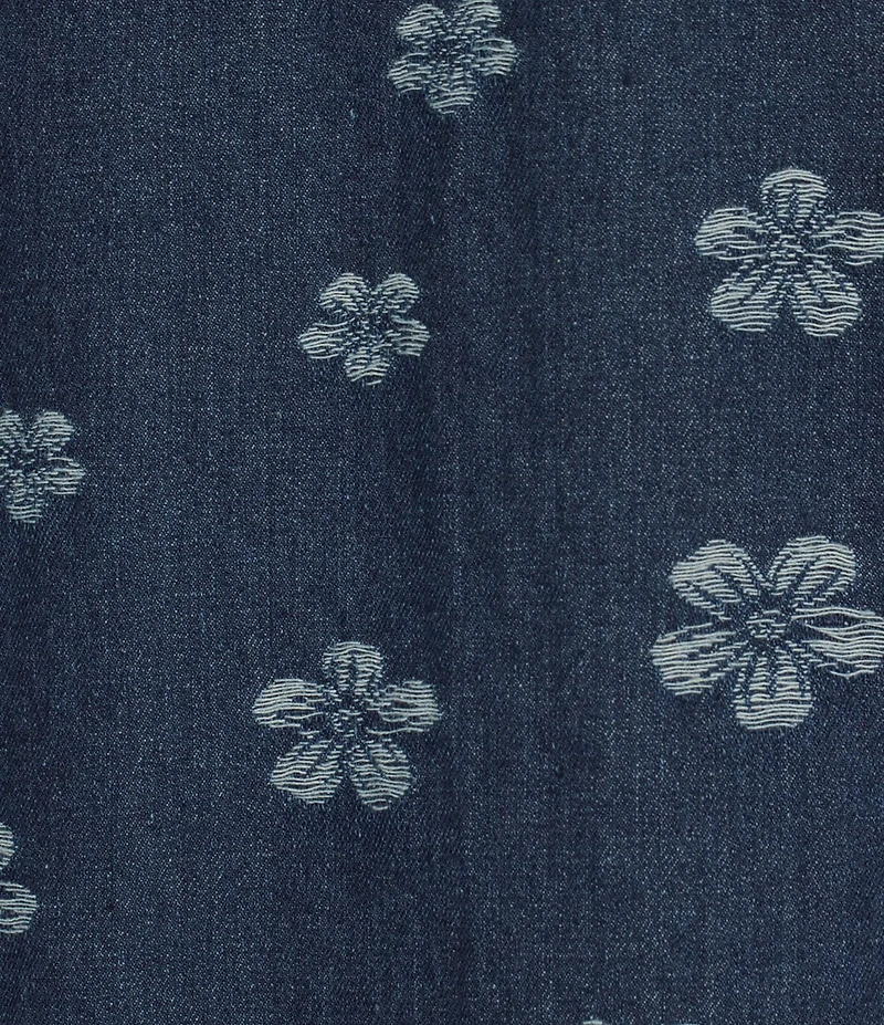 Sugarlips Floral Print Collared Neck Patch Pocket Button Front Denim Jacket