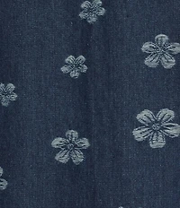 Sugarlips Floral Print Collared Neck Patch Pocket Button Front Denim Jacket