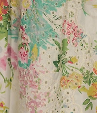 Sugarlips Floral Print Eyelet Short Puff Sleeve Mini Dress