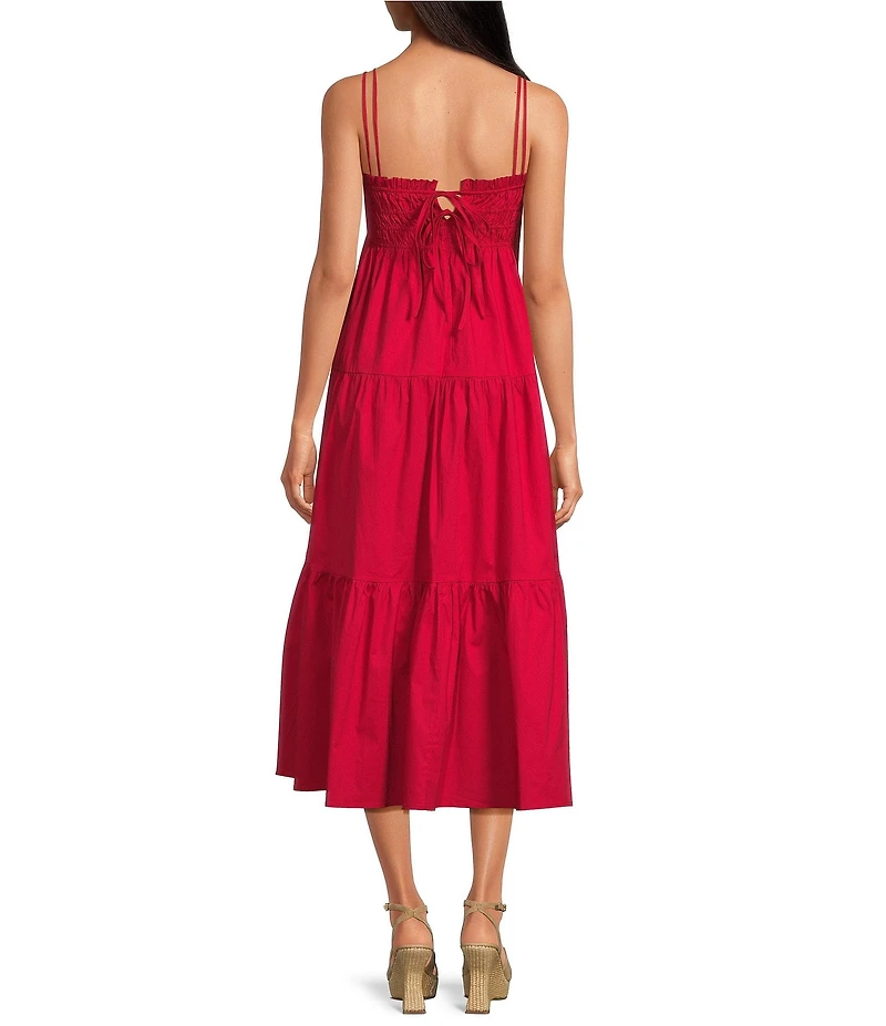Sugarlips Gennie Smocked Square Neck Sleeveless Tiered Fit and Fare Midi Dress