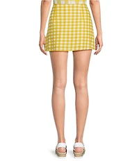 Sugarlips Gingham Ciendra High Waist Coordinating Linen Mini Skirt