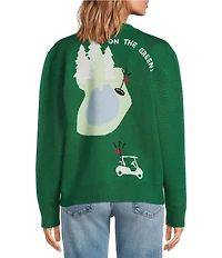 Sugarlips Golf Print V-Neck Long Sleeve Drop Shoulder Cardigan Sweater