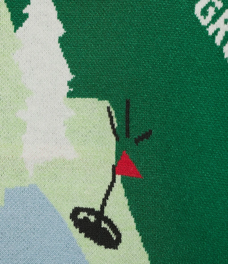 Sugarlips Golf Print V-Neck Long Sleeve Drop Shoulder Cardigan Sweater