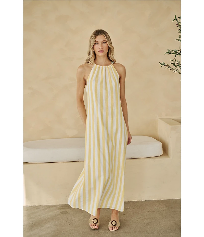 Sugarlips Harvesty Island Brisia Striped Halter Neck Sleeveless Maxi Dress