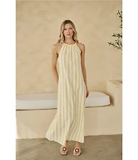 Sugarlips Harvesty Island Brisia Striped Halter Neck Sleeveless Maxi Dress